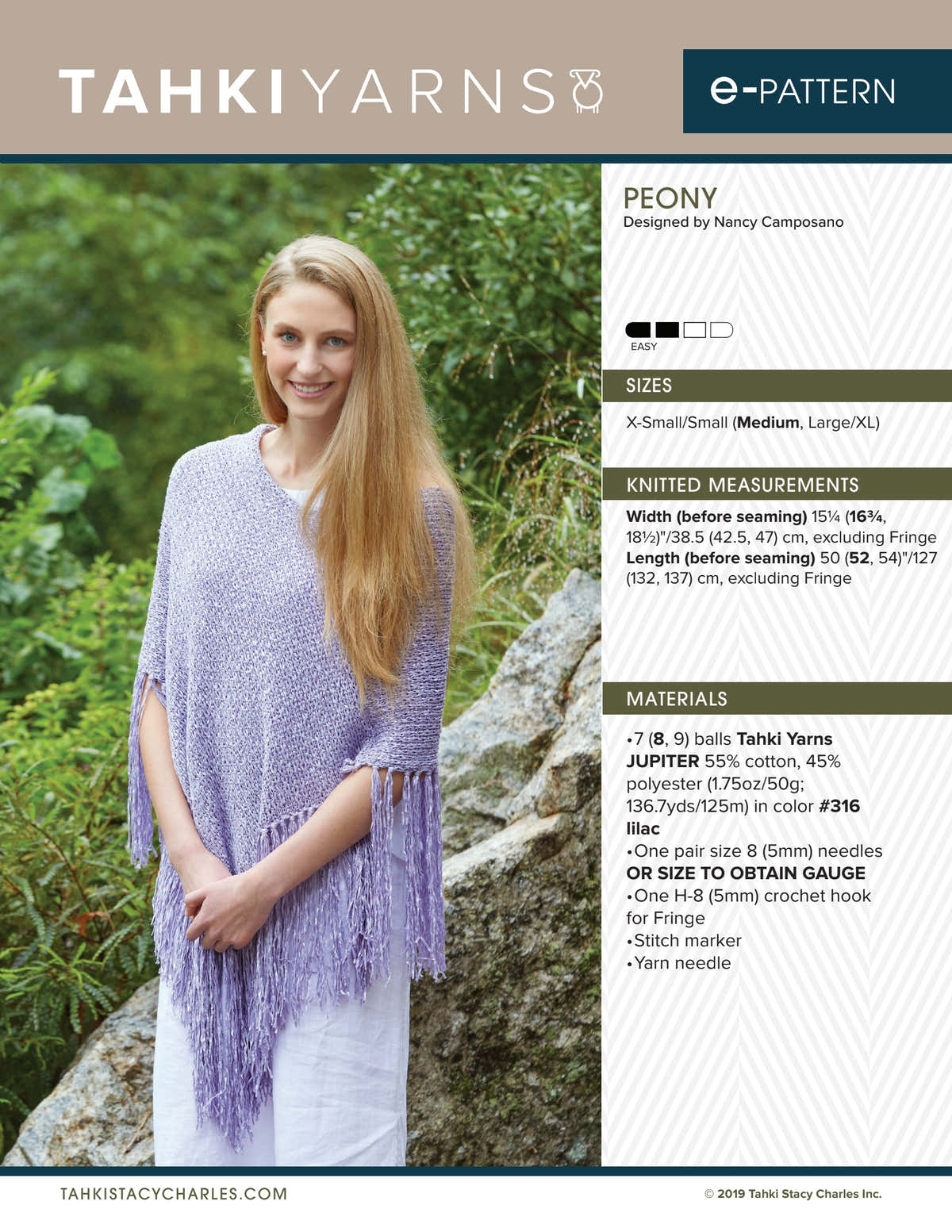 Tahki Yarns Peony Knitting Pattern