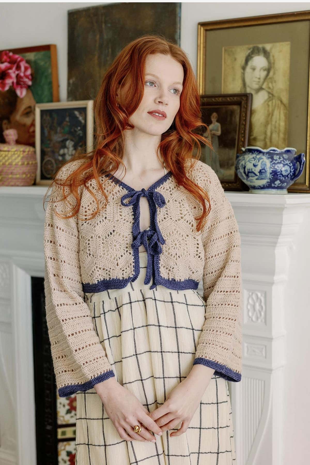 Honeycomb tie front cardigan