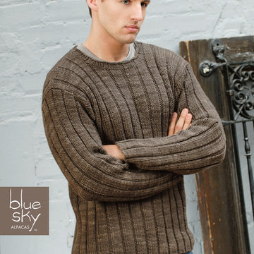 Blue Sky Fibers Men's Ribbed Sweater Jumper Knitting Pattern