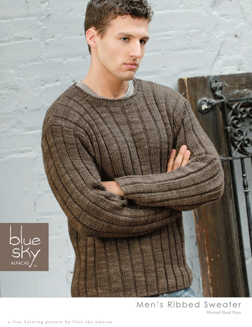 Blue Sky Fibers Men's Ribbed Sweater Jumper Knitting Pattern