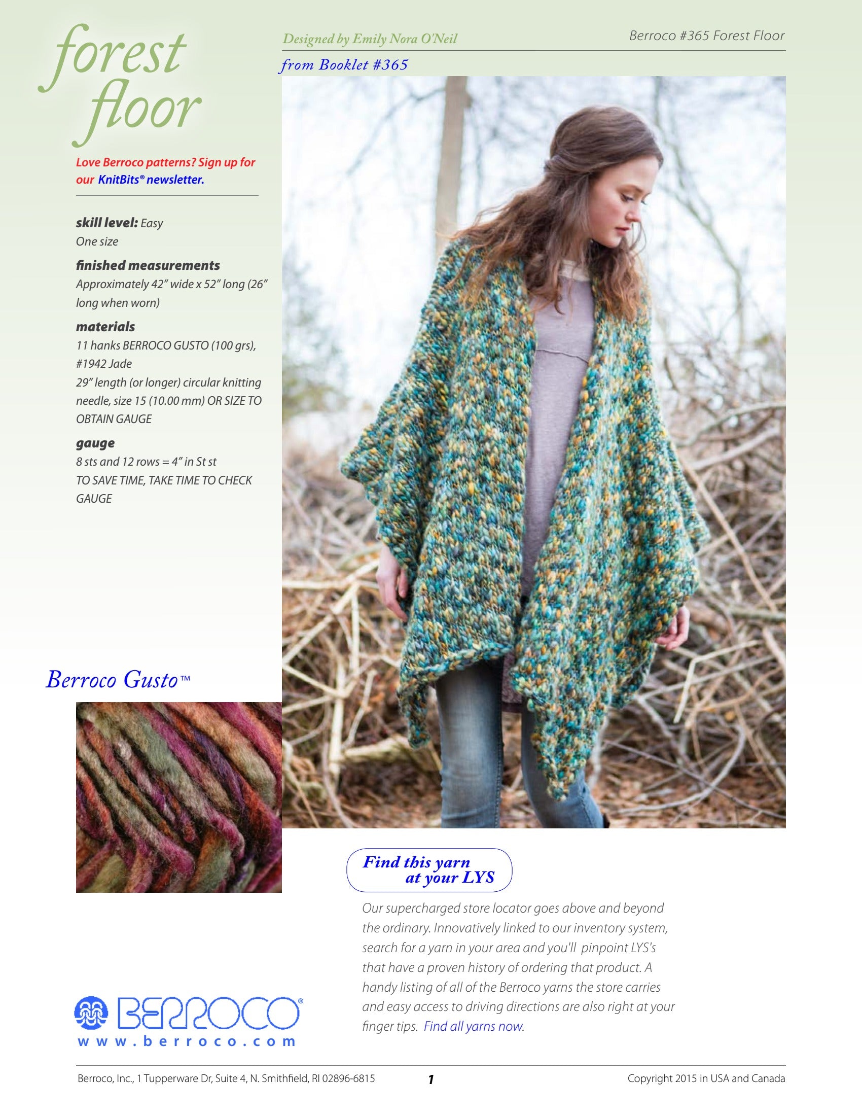 Berroco Forest Floor Cape Knitting Pattern