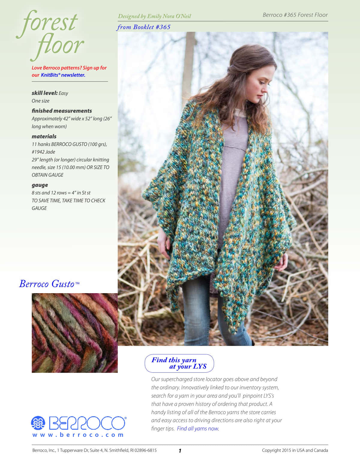Berroco Forest Floor Cape Knitting Pattern