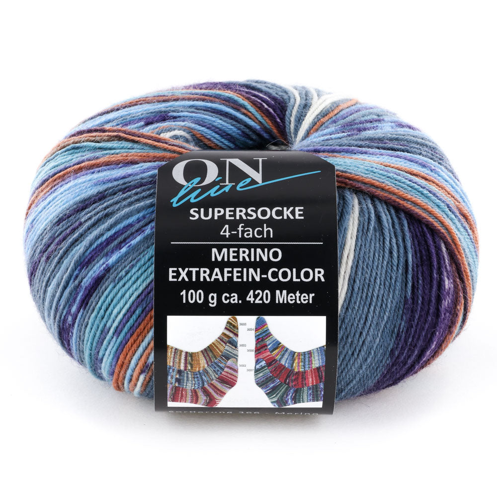OnLine Supersocke 366 Merino Extrafine Color Yarn - Merino Wool 4 Ply