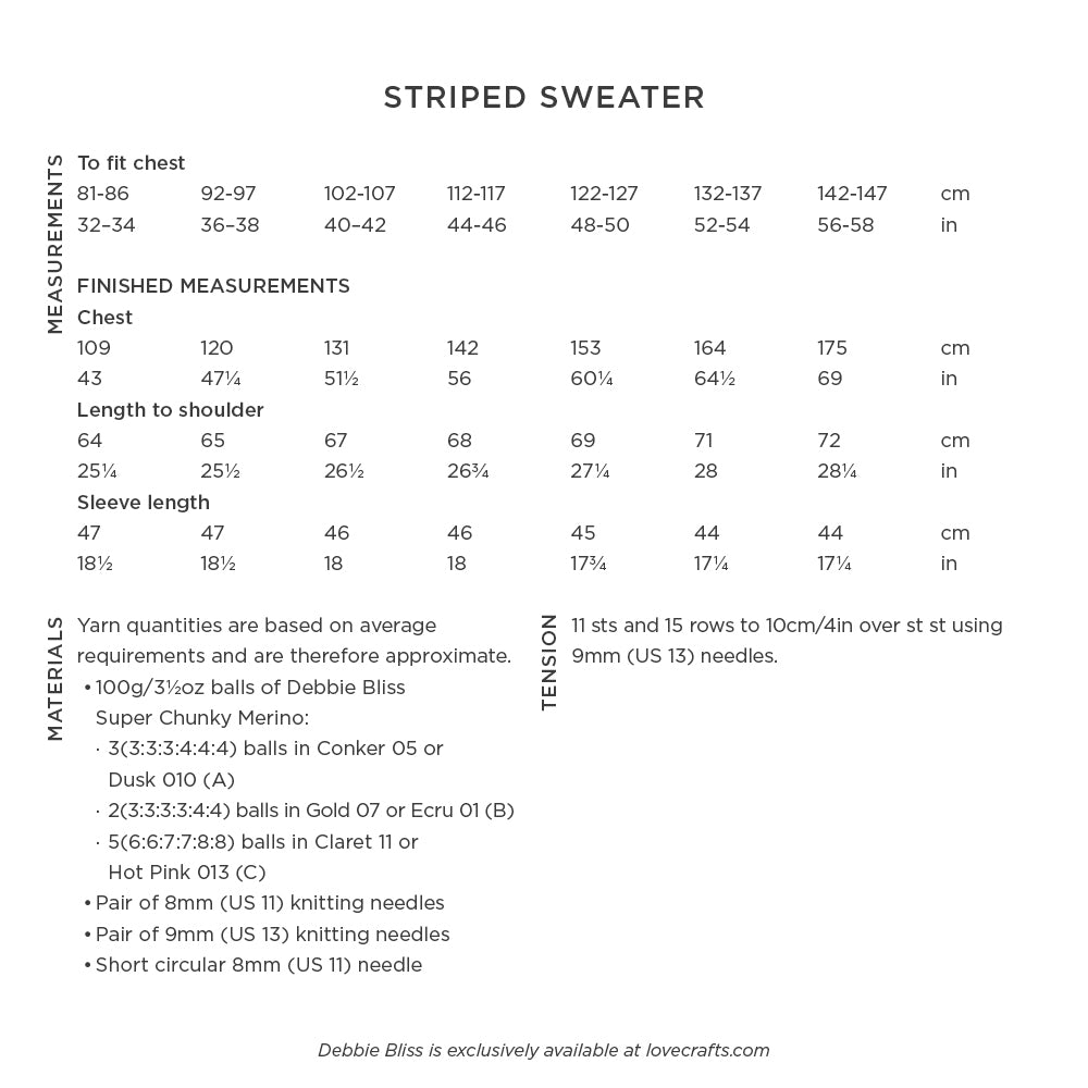 Debbie Bliss Striped Sweater Knitting Pattern