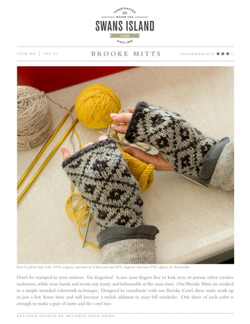 Swans Island Brooke Mitts Gloves Knitting Pattern