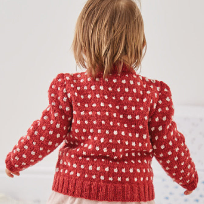 Sirdar Dotted V-Neck or Round Neck Cardigan in Snuggly Heirloom