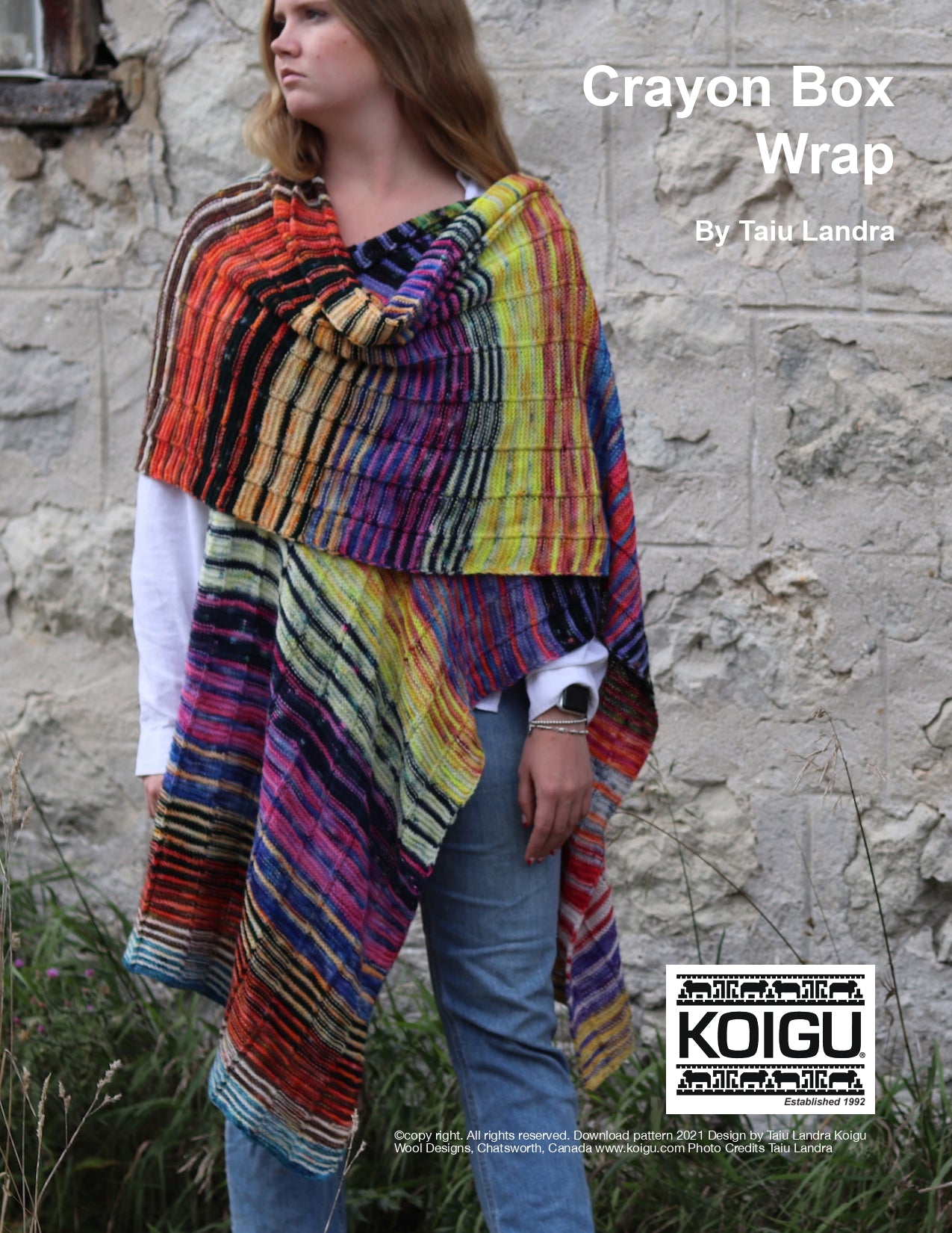 Koigu Crayon Box Wrap Knitting Pattern
