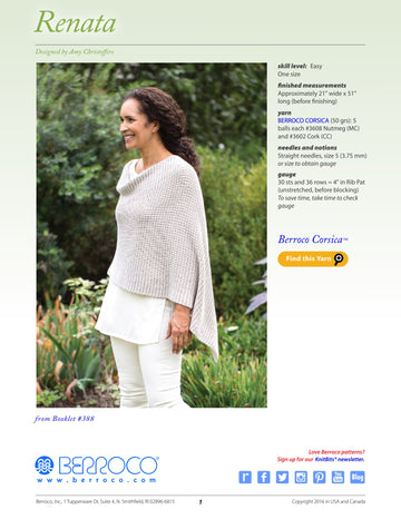 Berroco Renata Wrap Knitting Pattern