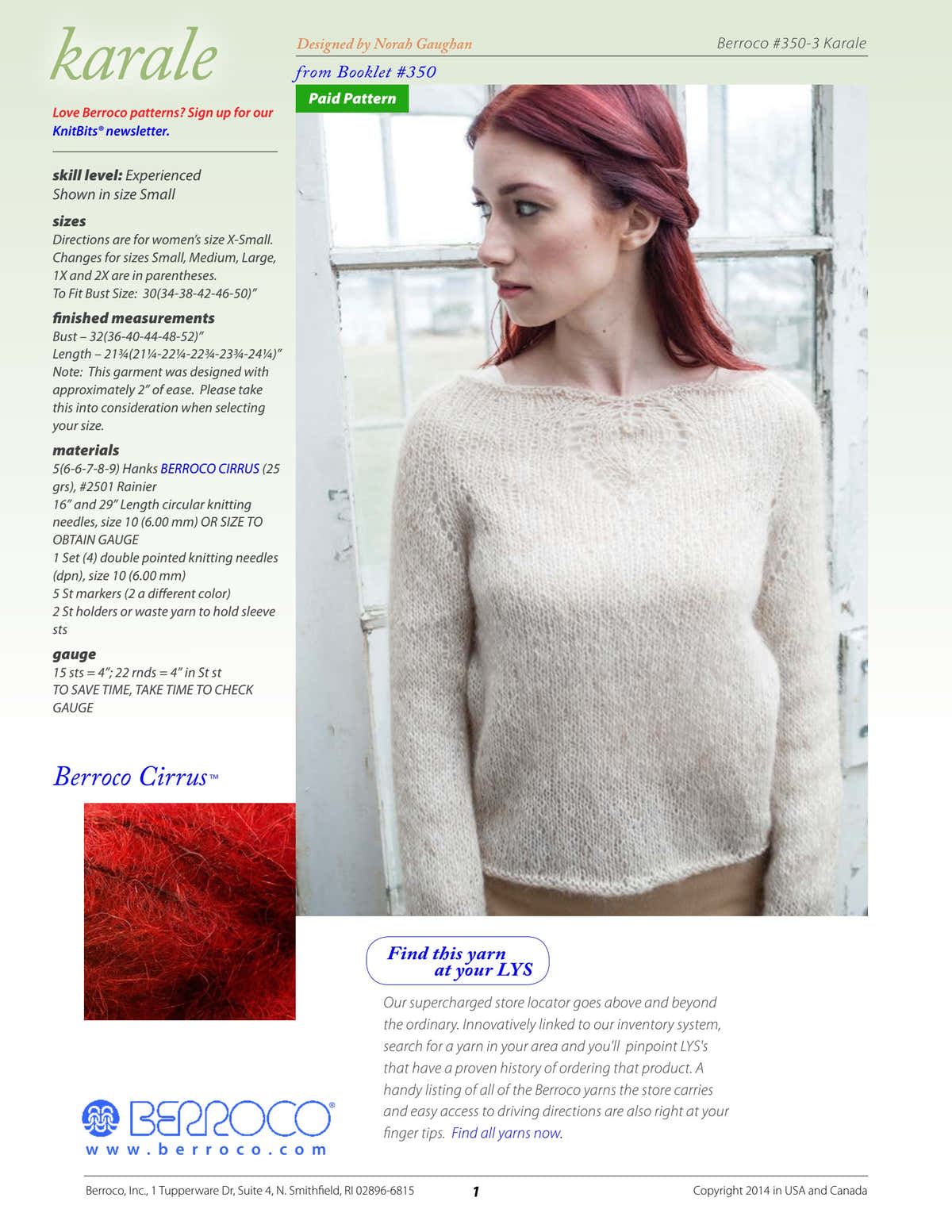 Berroco Karale Jumper Knitting Pattern