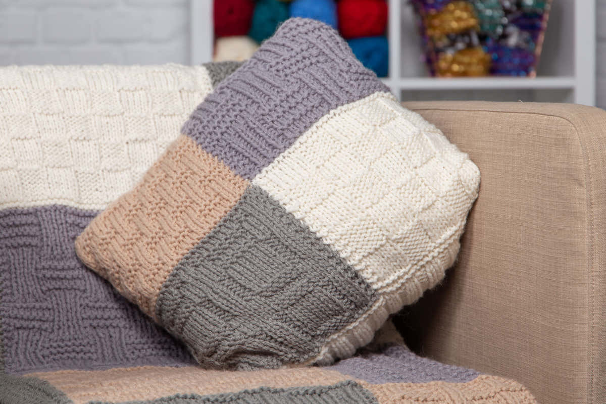 Deramores Vigur Basket Stitch Throw and Cushion Knitting