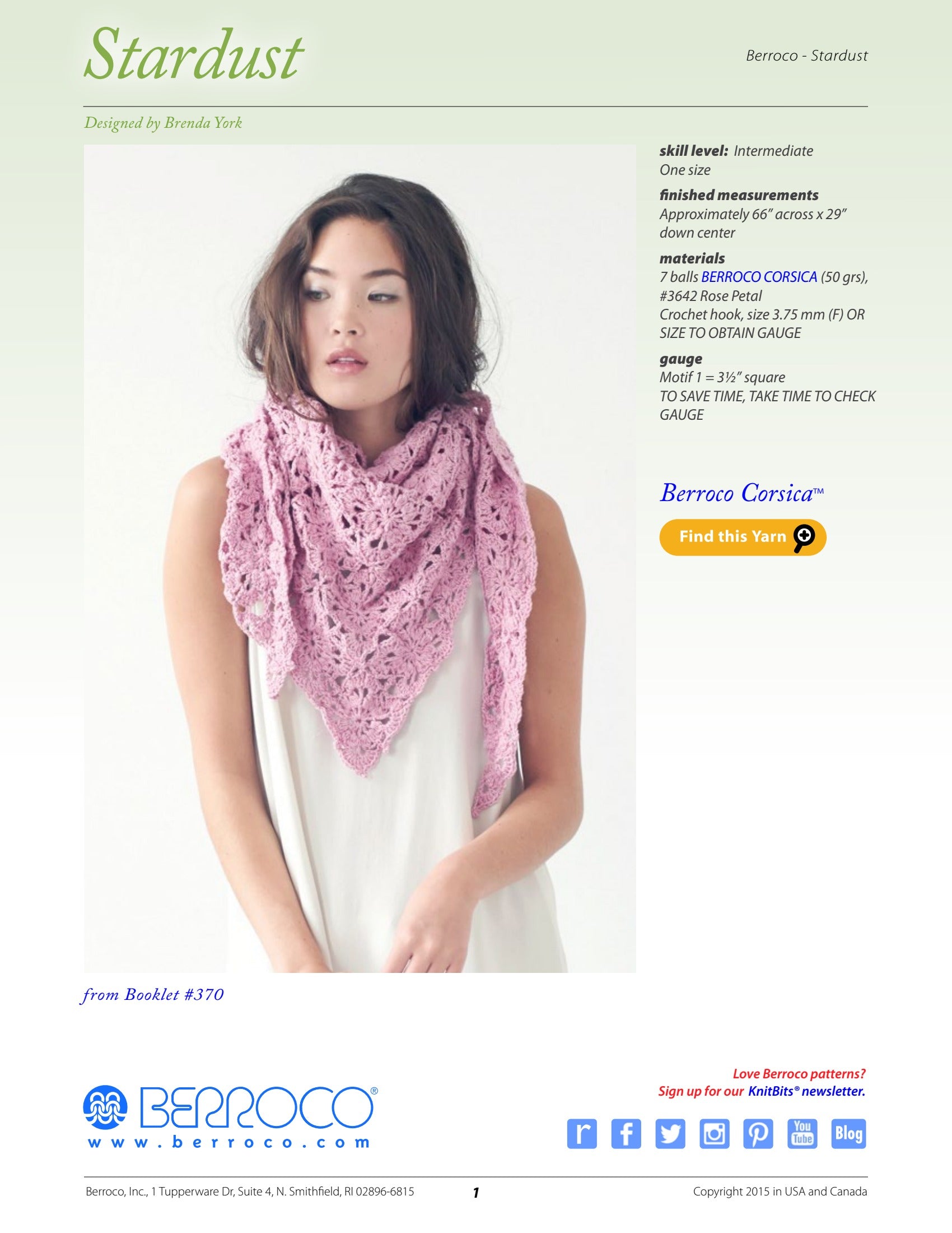 Berroco Stardust Shawl Crochet Pattern