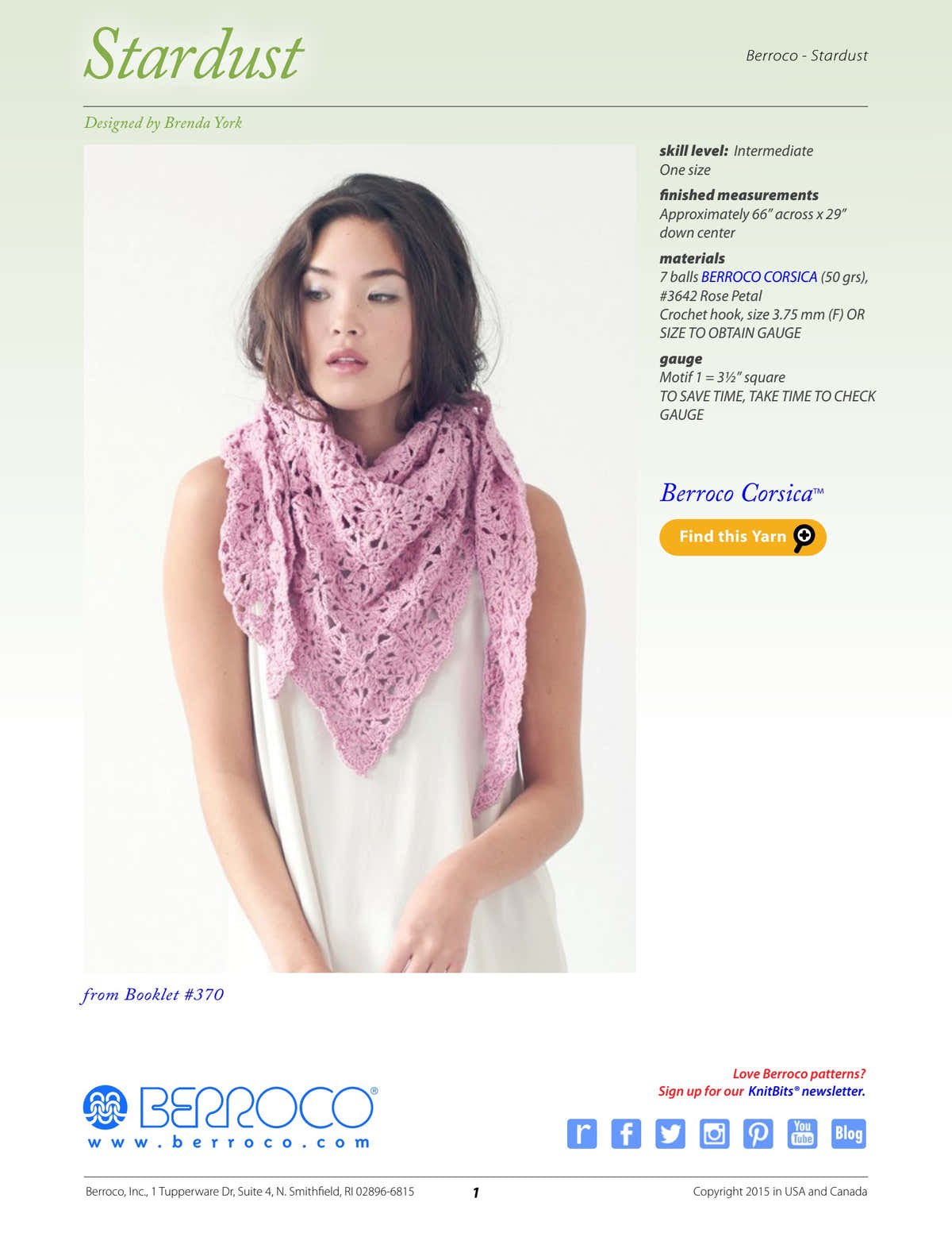 Berroco Stardust Shawl Crochet Pattern