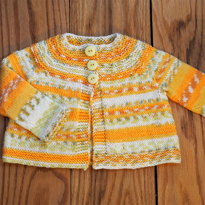 Plymouth Yarn Baby's Garter Yoke Cardigan Knitting Pattern
