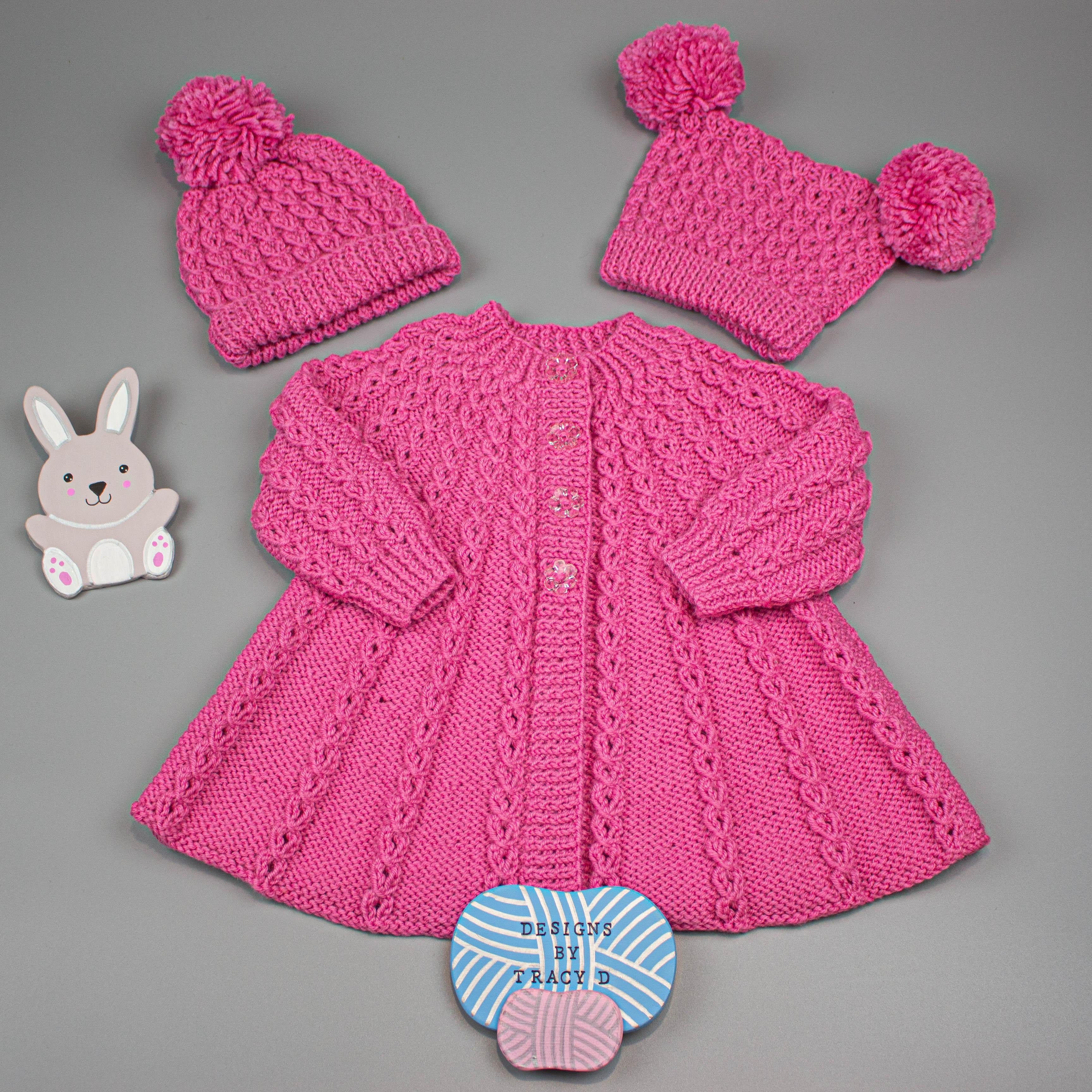 Aurora swing coat baby knitting pattern