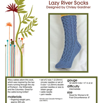 Gardiner Yarn Works Lazy River Socks Knitting Pattern