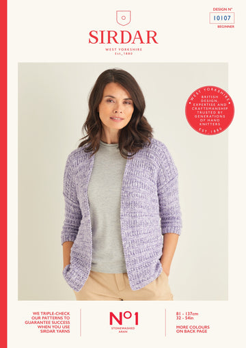 Sirdar 10107 Textured Open Cardigan PDF