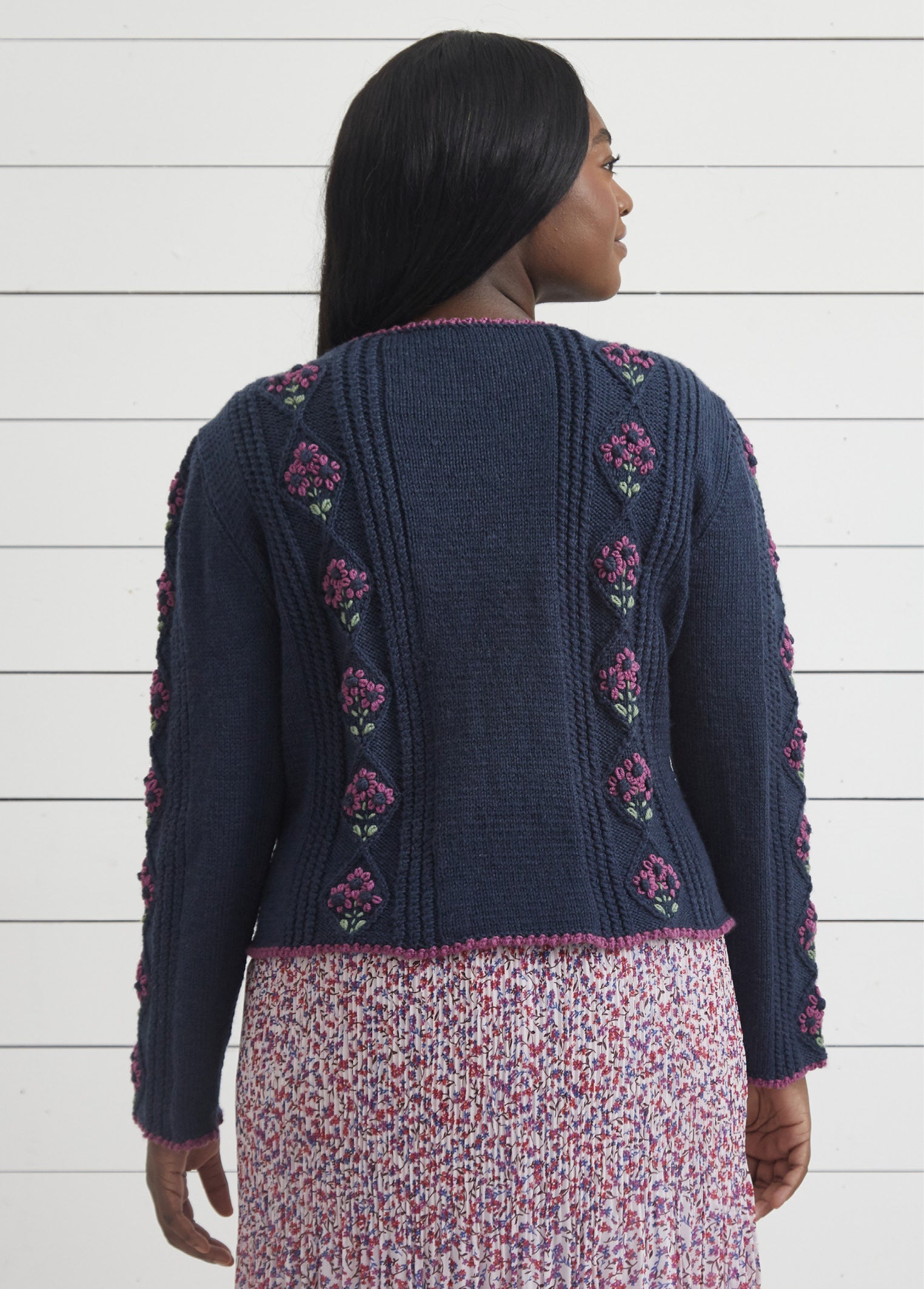 Debbie Bliss Embroidered Flowers Cardigan Knitting Pattern