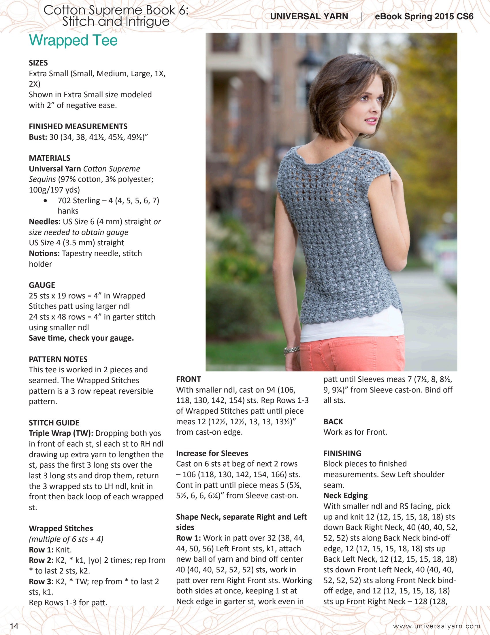 Universal Yarn Wrapped Tee Jumper Knitting Pattern