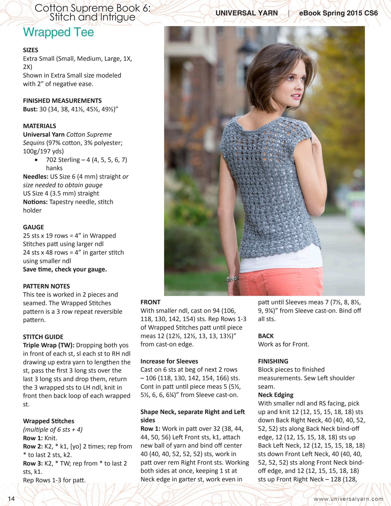 Universal Yarn Wrapped Tee Jumper Knitting Pattern