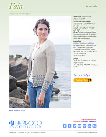 Berroco Fala Cardigan Knitting Pattern