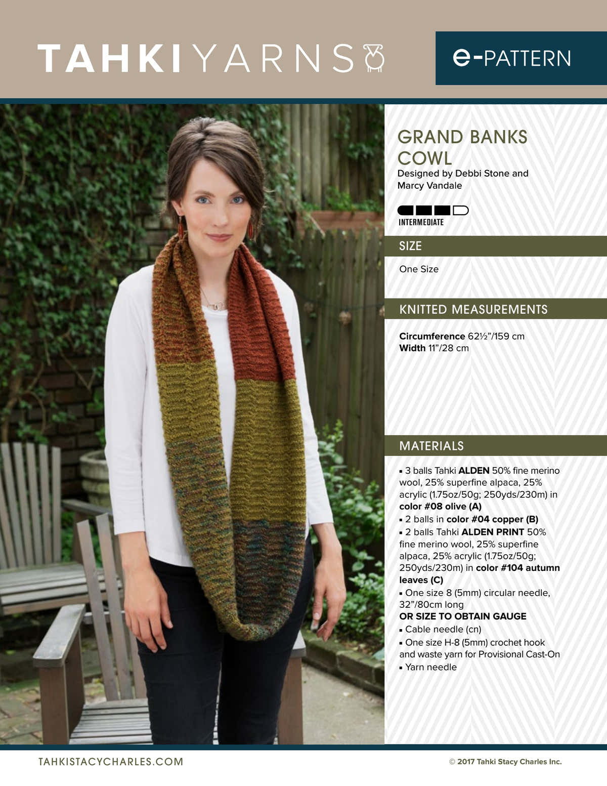 Tahki Yarns Grand Banks Colorblock Cowl Knitting Pattern