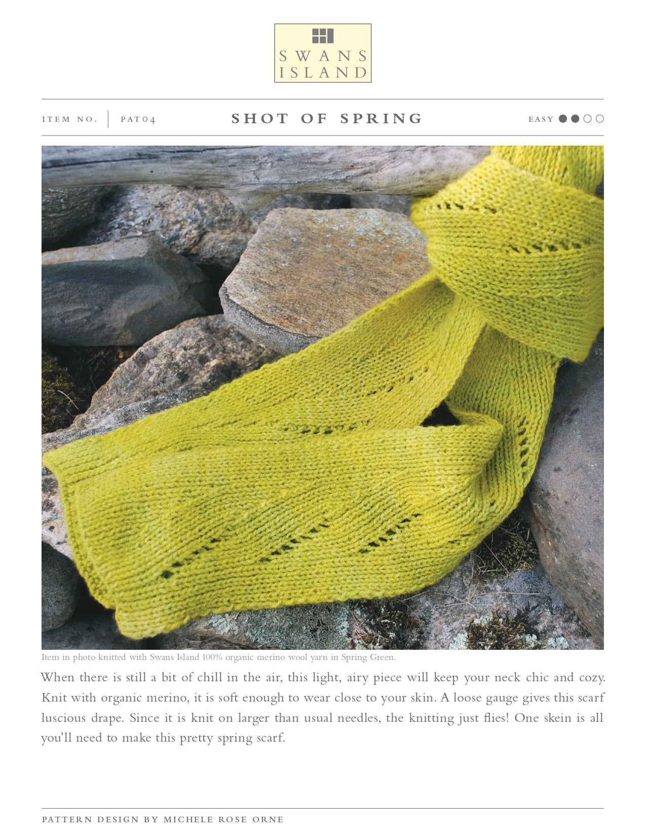 Swans Island Shot of Spring Scarf Knitting Pattern