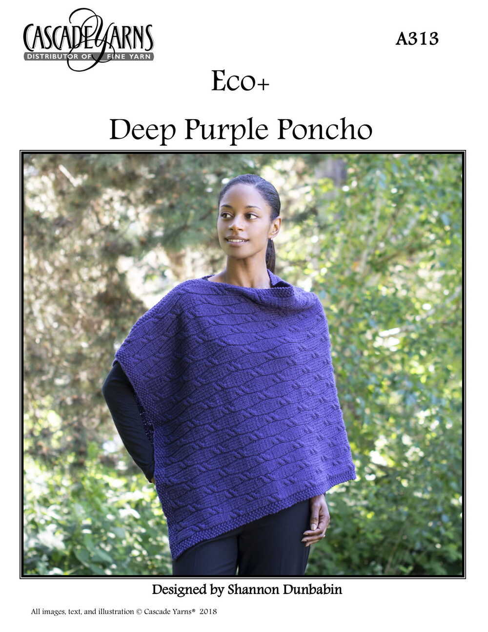 Cascade Yarns A Deep Purple Poncho Cape Knitting Pattern