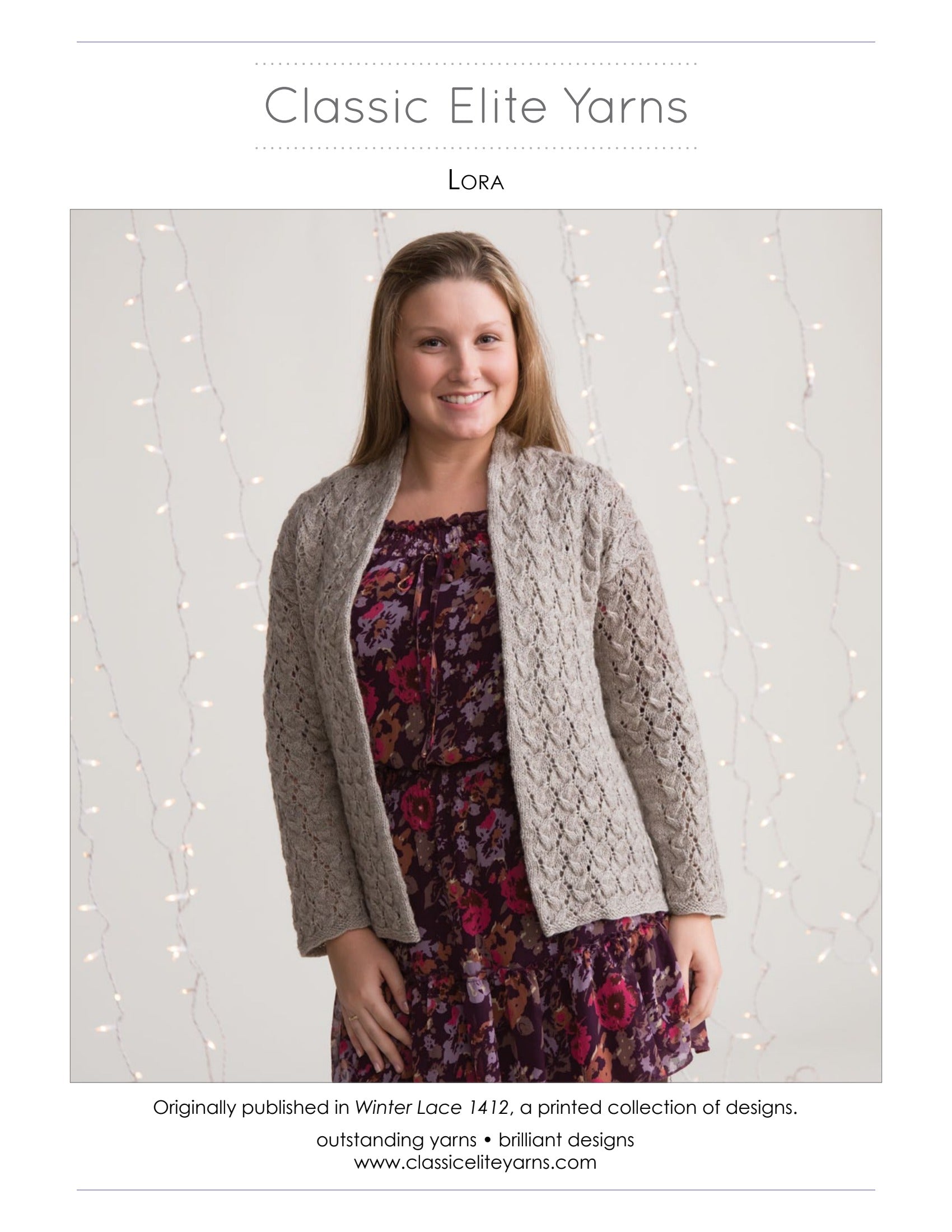 Classic Elite Yarns Lora Cardigan Knitting Pattern