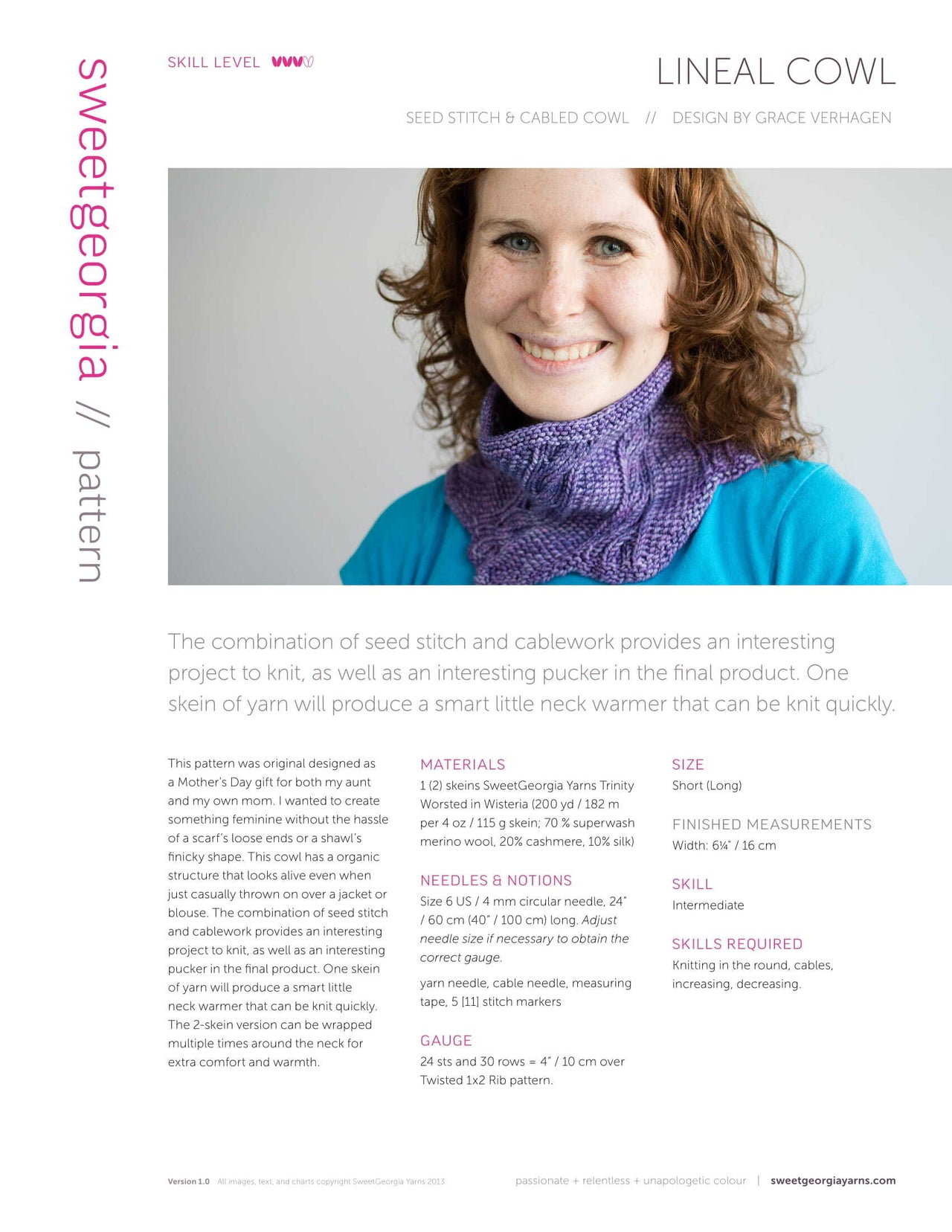 SweetGeorgia Lineal Cowl PDF