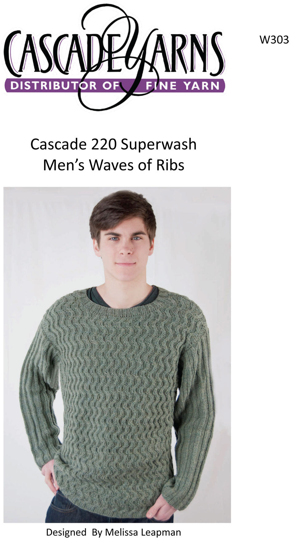 Cascade Yarns W Men's Waves of Ribs Jumper Knitting Pattern