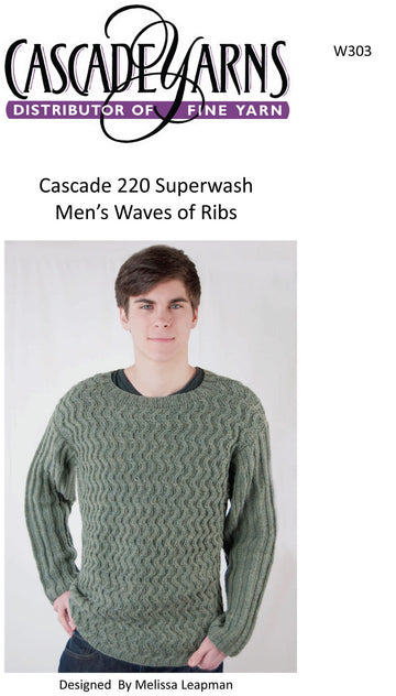 Cascade Yarns W Men's Waves of Ribs Jumper Knitting Pattern