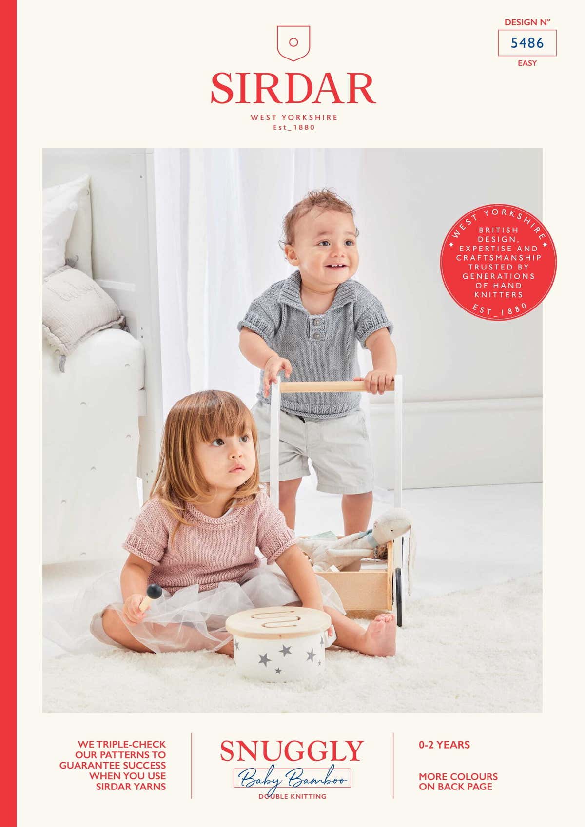 Sirdar Short Sleeved Baby Sweater in Snuggly Baby Bamboo (Free)