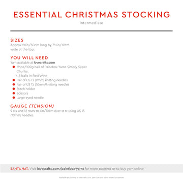 Paintbox Yarns Essential Christmas Stocking Knitting Pattern
