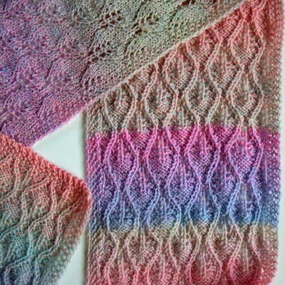 Jojoland Leafy Diamond Scarf Knitting Pattern