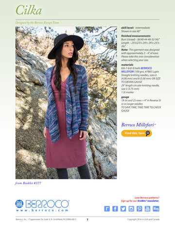 Berroco Cilka Cardigan Knitting Pattern