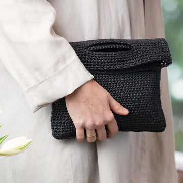 Churchmouse Studio Crocheted Crossbody Bags & Clutch in Rowan Creative Linen/Ra-RaRaffia