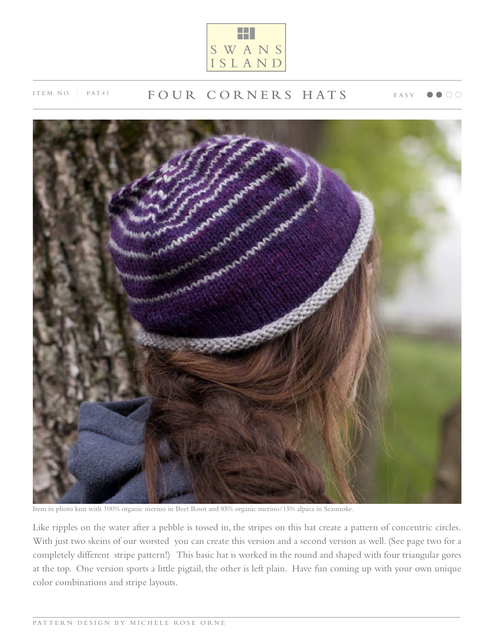 Swans Island Four Corners Hat Knitting Pattern