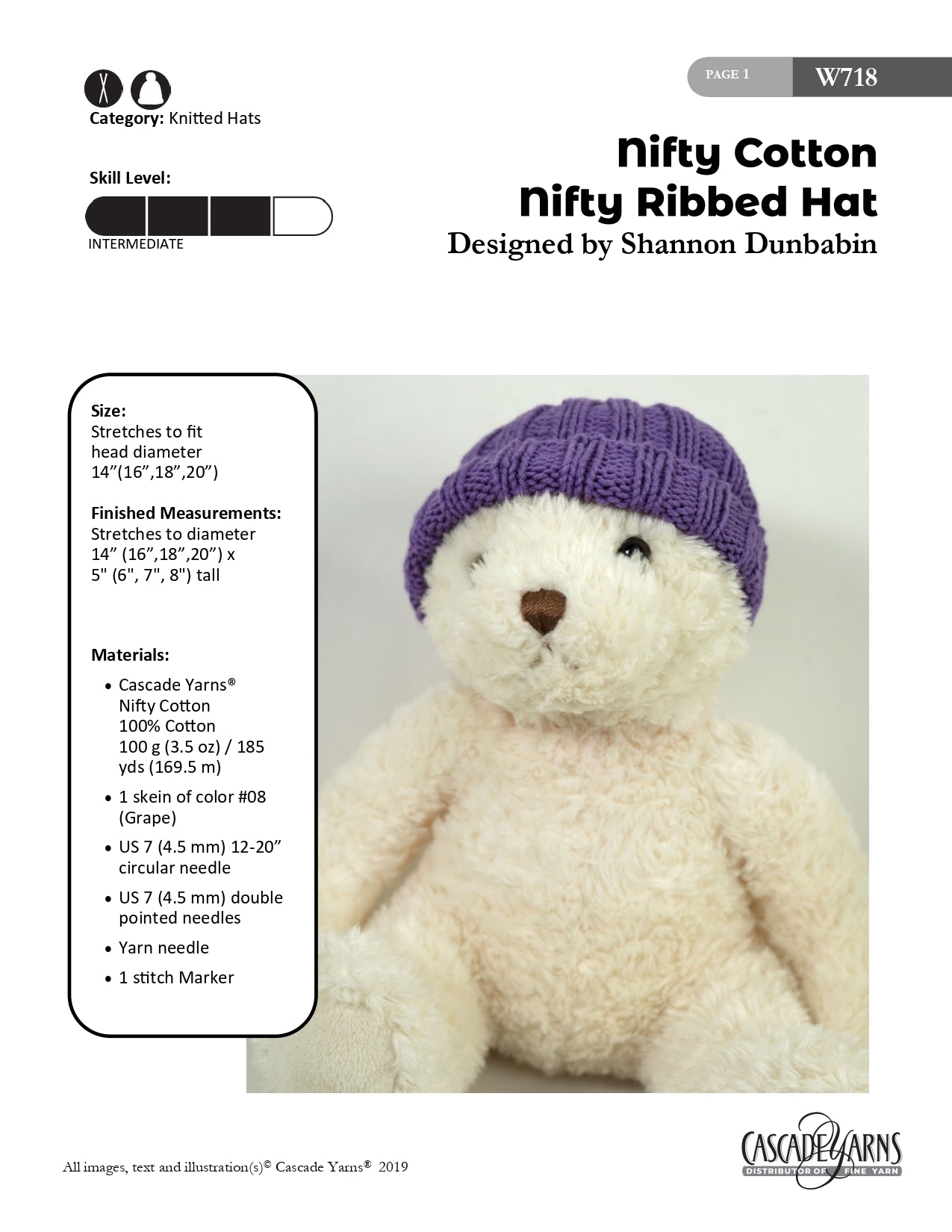 Cascade Yarns W Nifty Ribbed Hat Knitting Pattern