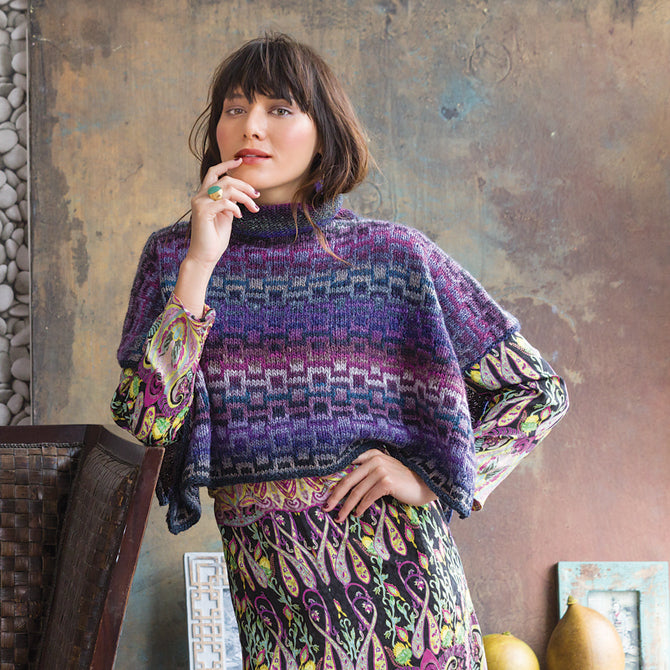 Noro Mosaic Poncho Cape Knitting Pattern