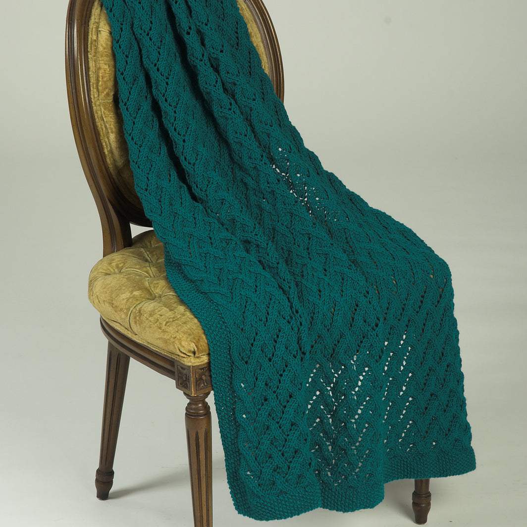 Plymouth Yarn Lattice Throw Blanket Knitting Pattern