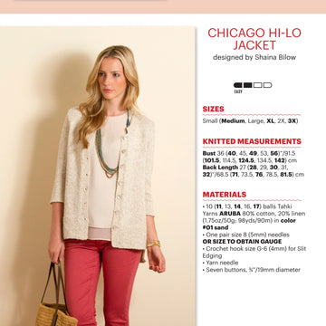 Tahki Yarns Chicago Hi-Lo Jacket Knitting Pattern