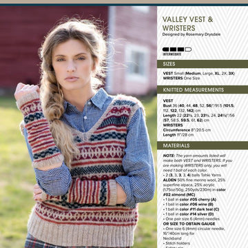 Tahki Yarns Valley Vest & Wristers Knitting Pattern