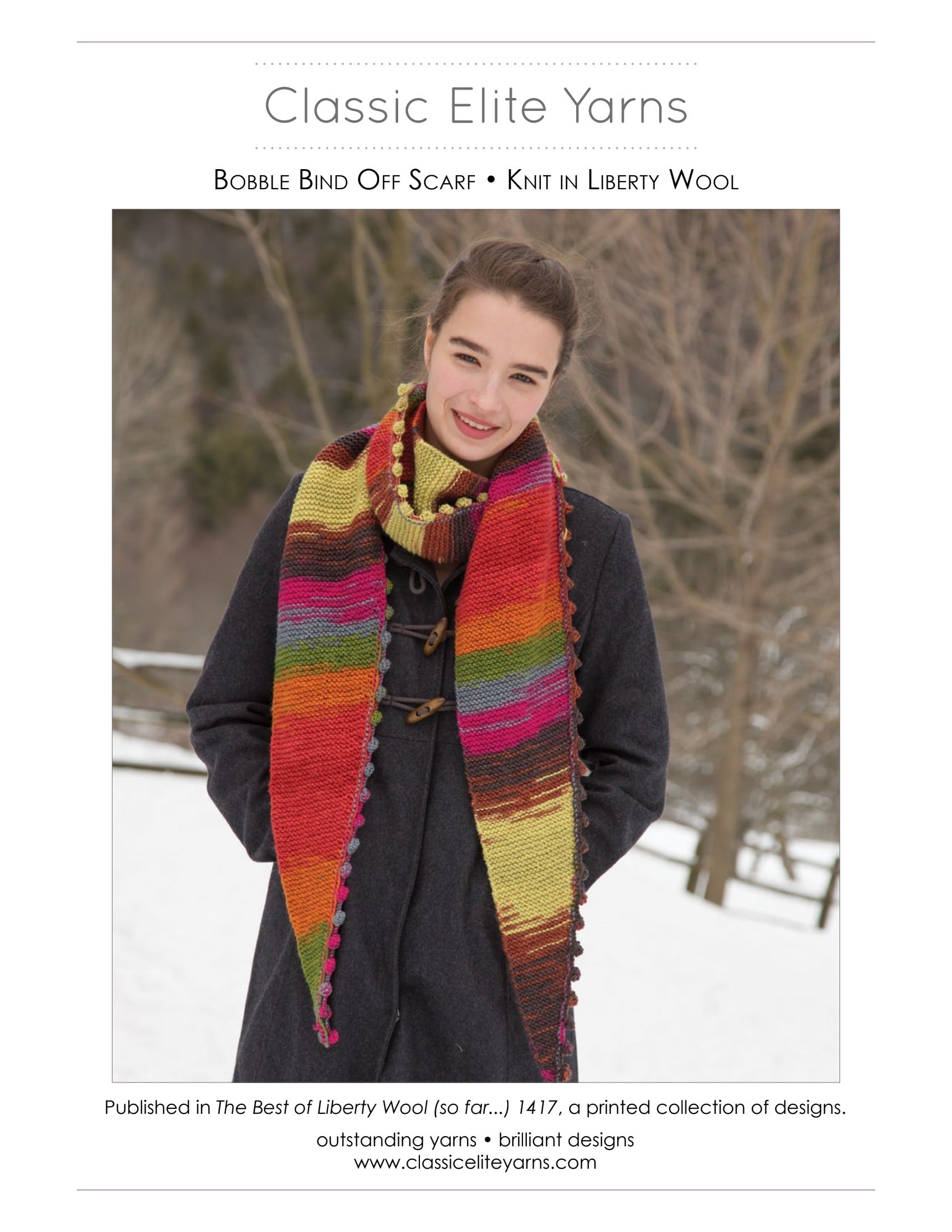 Classic Elite Yarns Bobble Bind Off Scarf Knitting Pattern