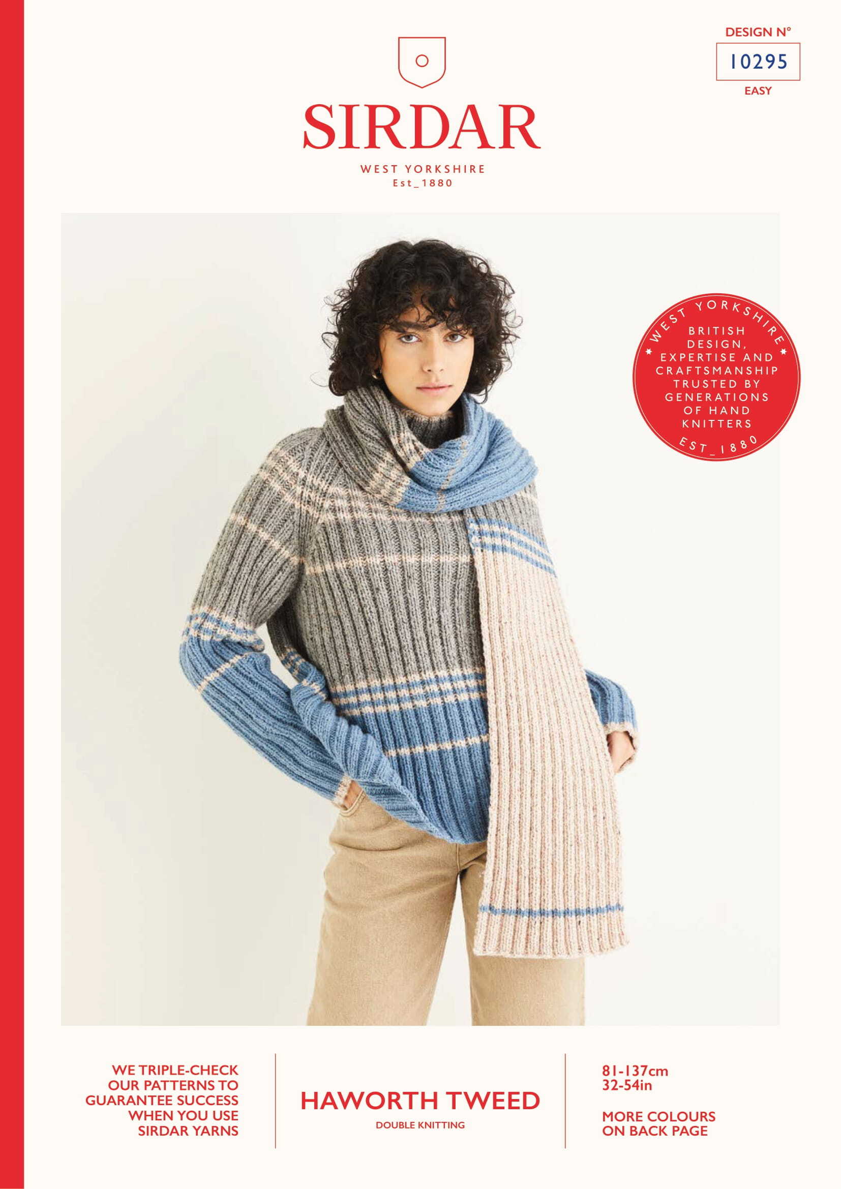 Sirdar Striped Sweater & Scarf Knitting Pattern