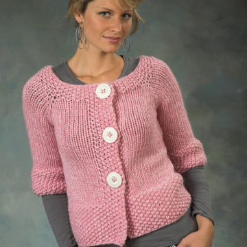 Women's Top Down Raglan Cardigan in Plymouth Yarn De Aire - 2258 - PDF