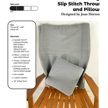 Slip Stitch Throw & Pillow in Cascade Yarns Sarasota ChunkyFree