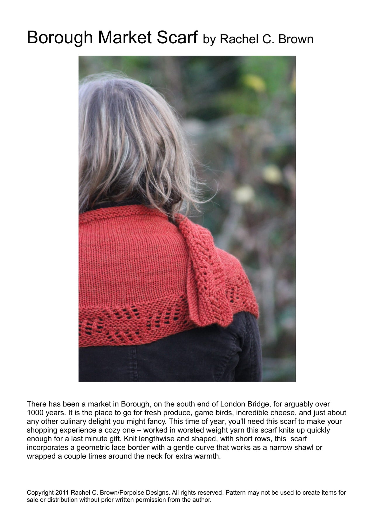 Rachel Brown Borough Market Scarf Knitting Pattern