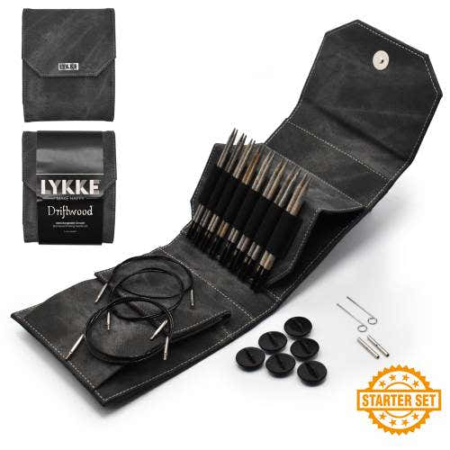 Lykke Driftwood 5" Interchangeable Needles Starter Set in Grey Color