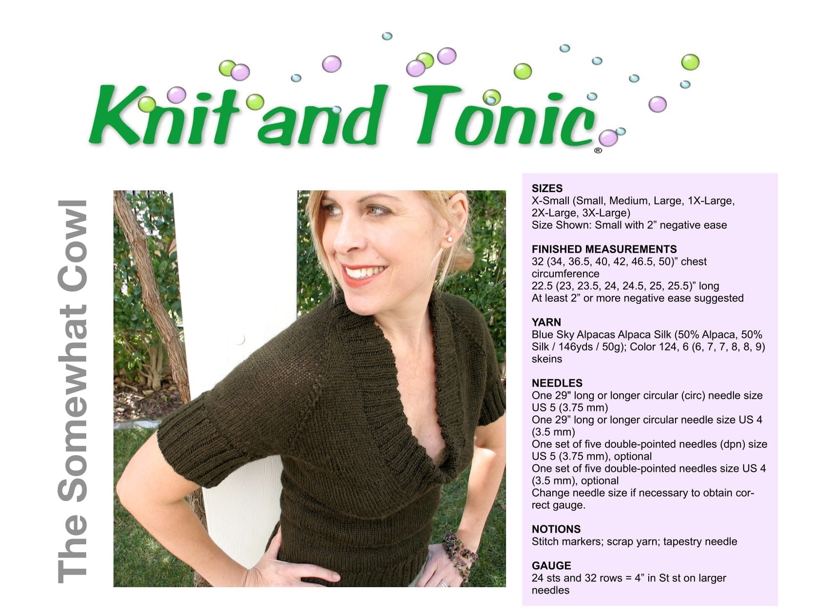 Knit and Tonic Somewhat Cowl Jumper Knitting Pattern