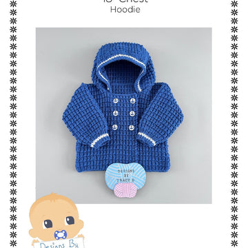 Sam Baby Hoodie knitting pattern Double=Breasted 18" chest size